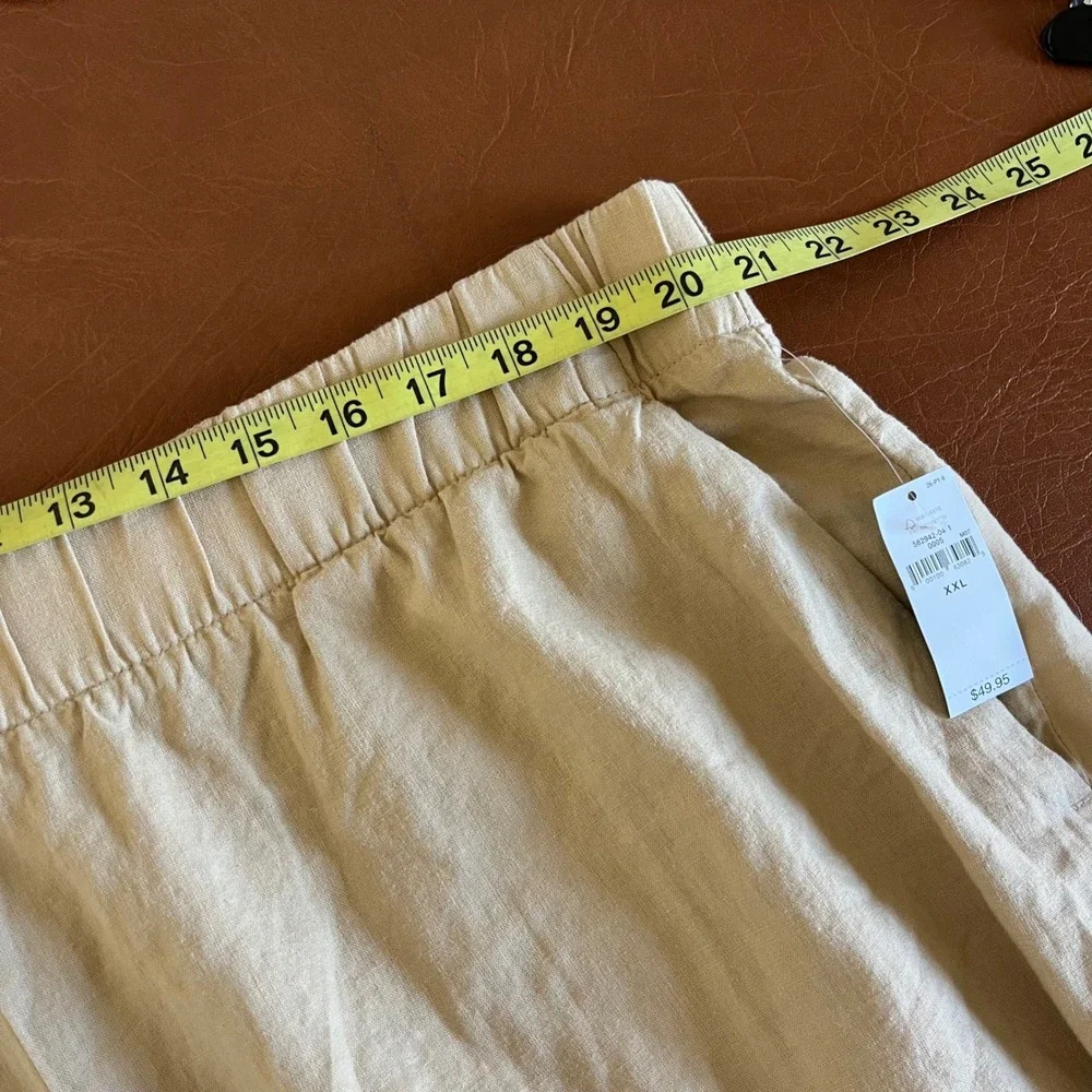 Gap‎ Linen Blend Shorts Beige Pull On Elastic Waist Casual Size XXL NWT